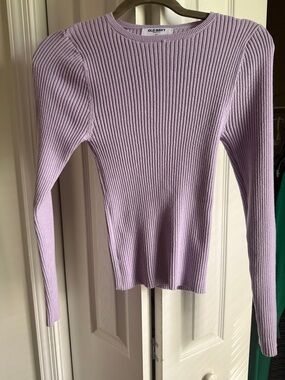 Old Navy Light Lavender Ribbed Long Sleeve Top